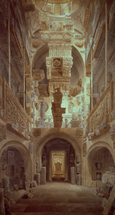 Interior of Soane Museum by Joseph Michael Gandy